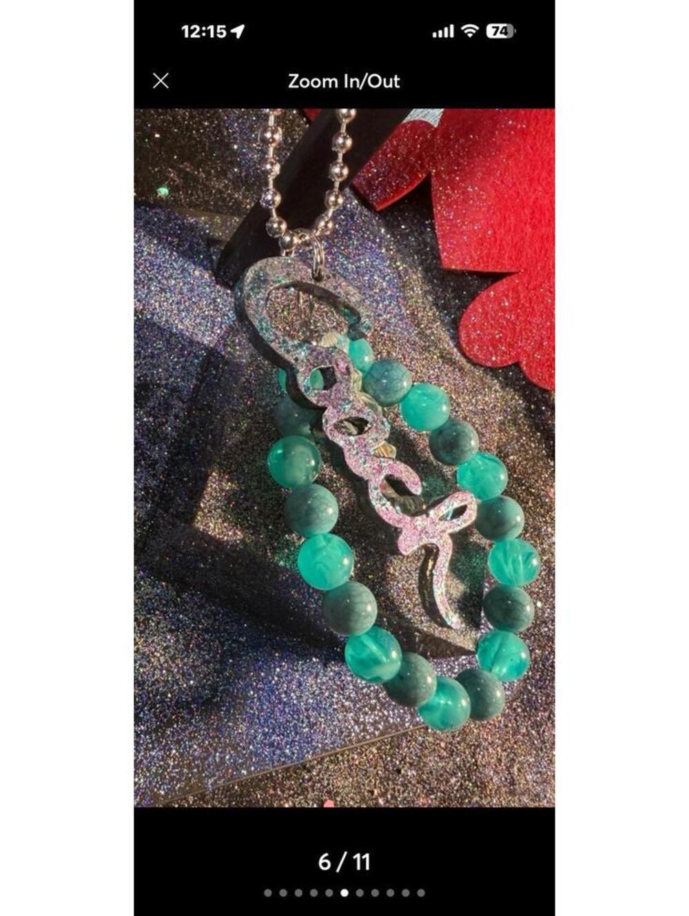 Authentic Coach charm and a beaded purse charm teal and purple iridescent - Picture 6 of 10